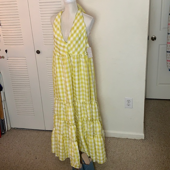 FREE PEOPLE Beach Club Sunshine Combo Halter Maxi Dress - Black Tie Removed - Picture 4 of 16